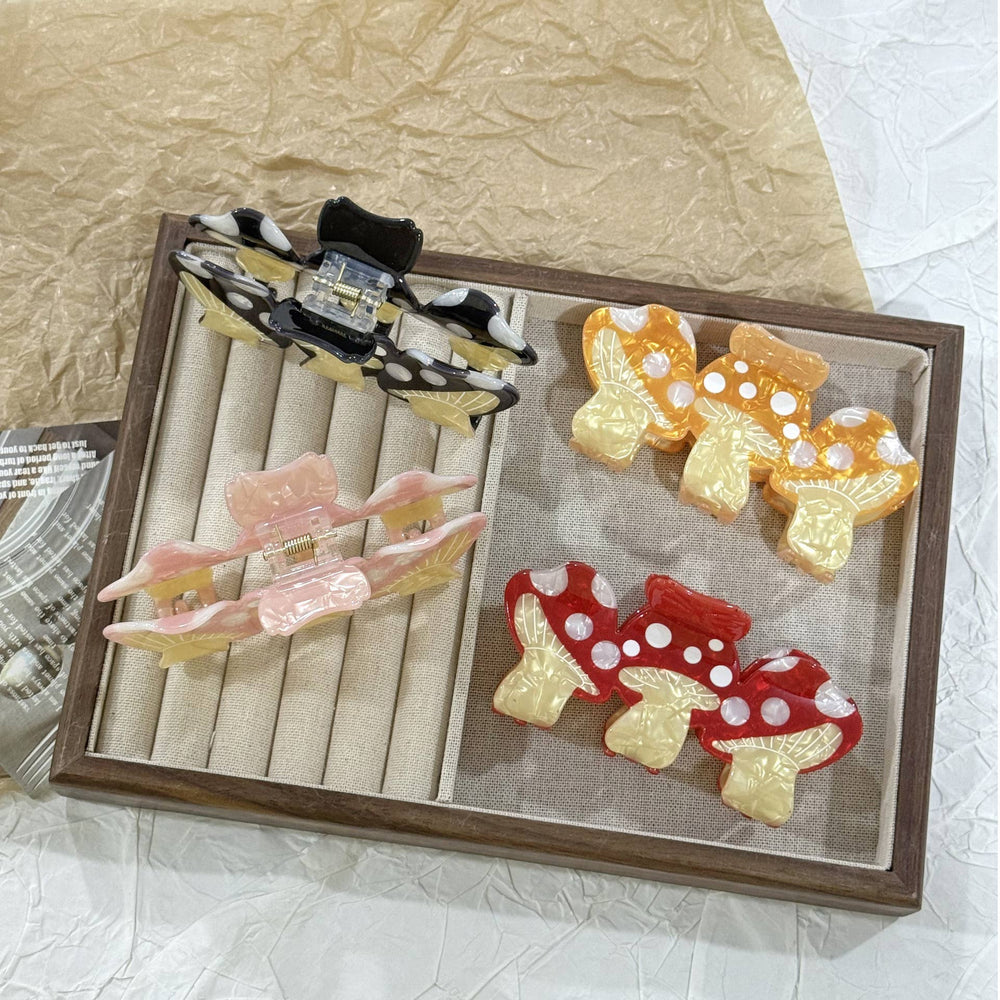 Hair Clip - Colorful Triple Mushroom