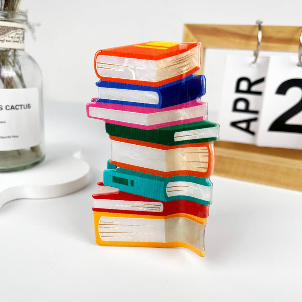 Hair Clip - Books Stacked