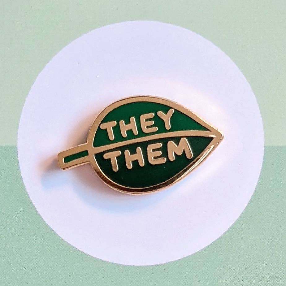 Enamel Pin - Pronoun Leaf (They/Them)