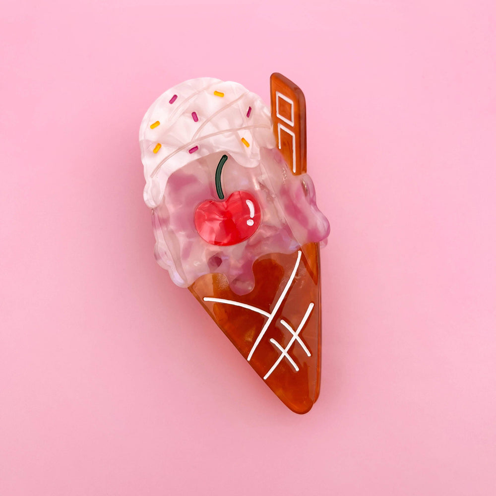 Hair Clip - Cherry Ice Cream
