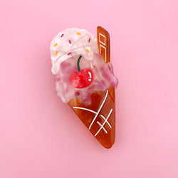Hair Clip - Cherry Ice Cream