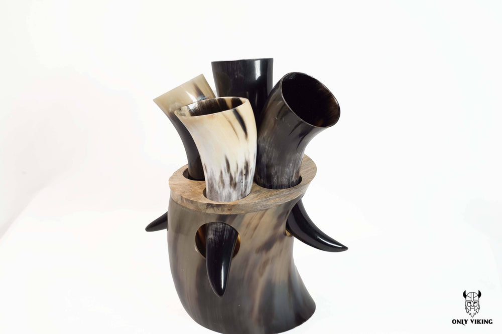 Drinking Horn Set with Stand