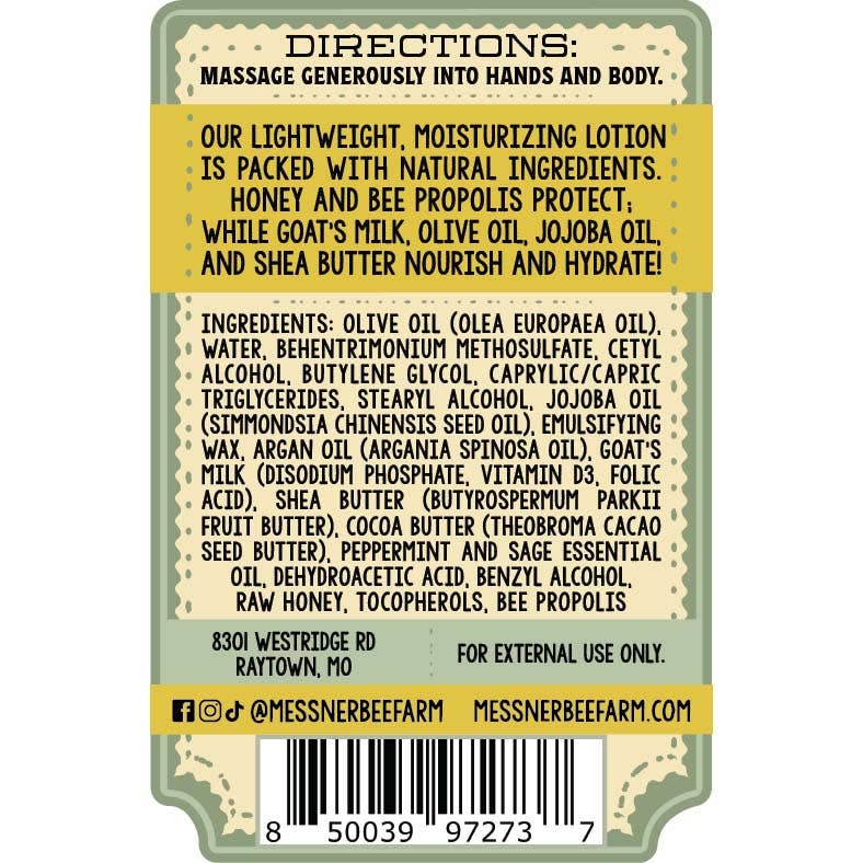 Honey Lotion - Peppermint Sage