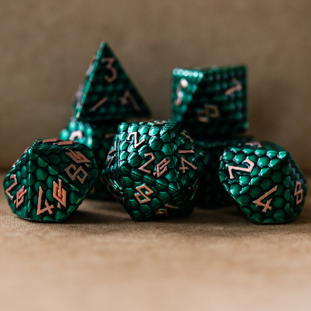 RPG Metal Dice Set - Green Dragon's Egg