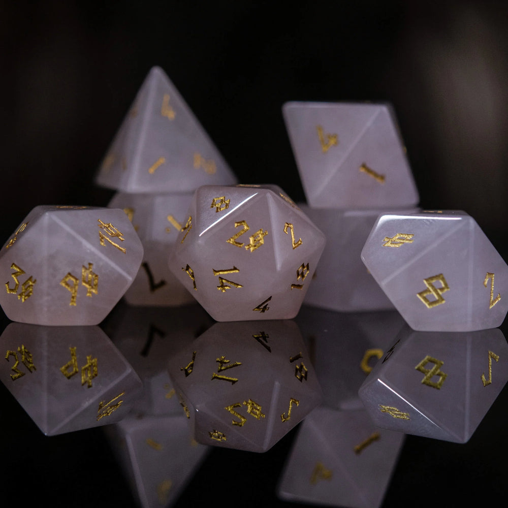 RPG Stone Dice Set - Rose Quartz