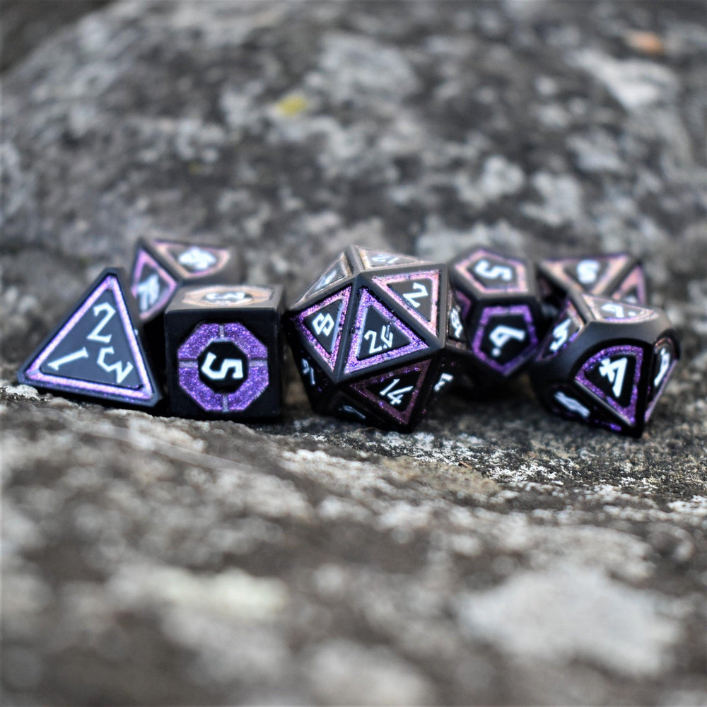 RPG Metal Dice Set - Cleric's Domain Purple/Black