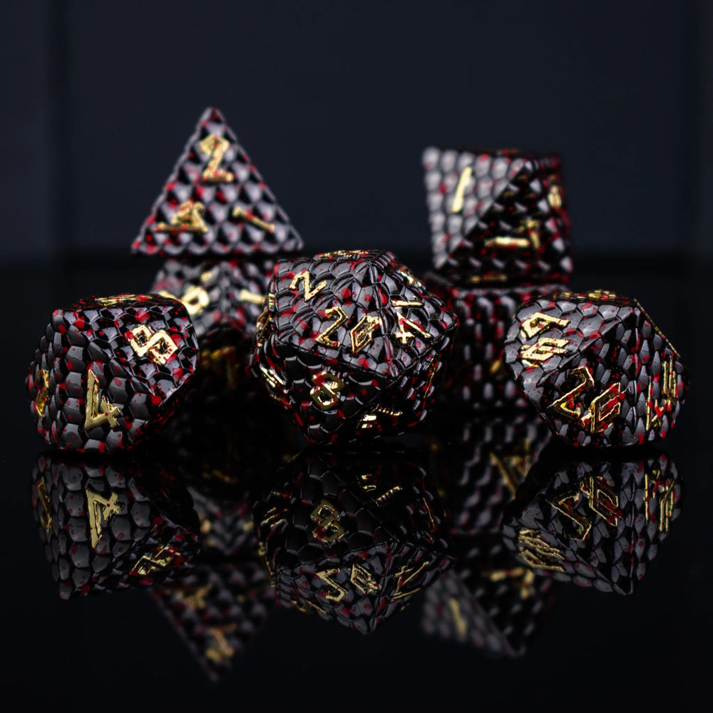 RPG Metal Dice Set - Bloodied Black Dragon's Egg