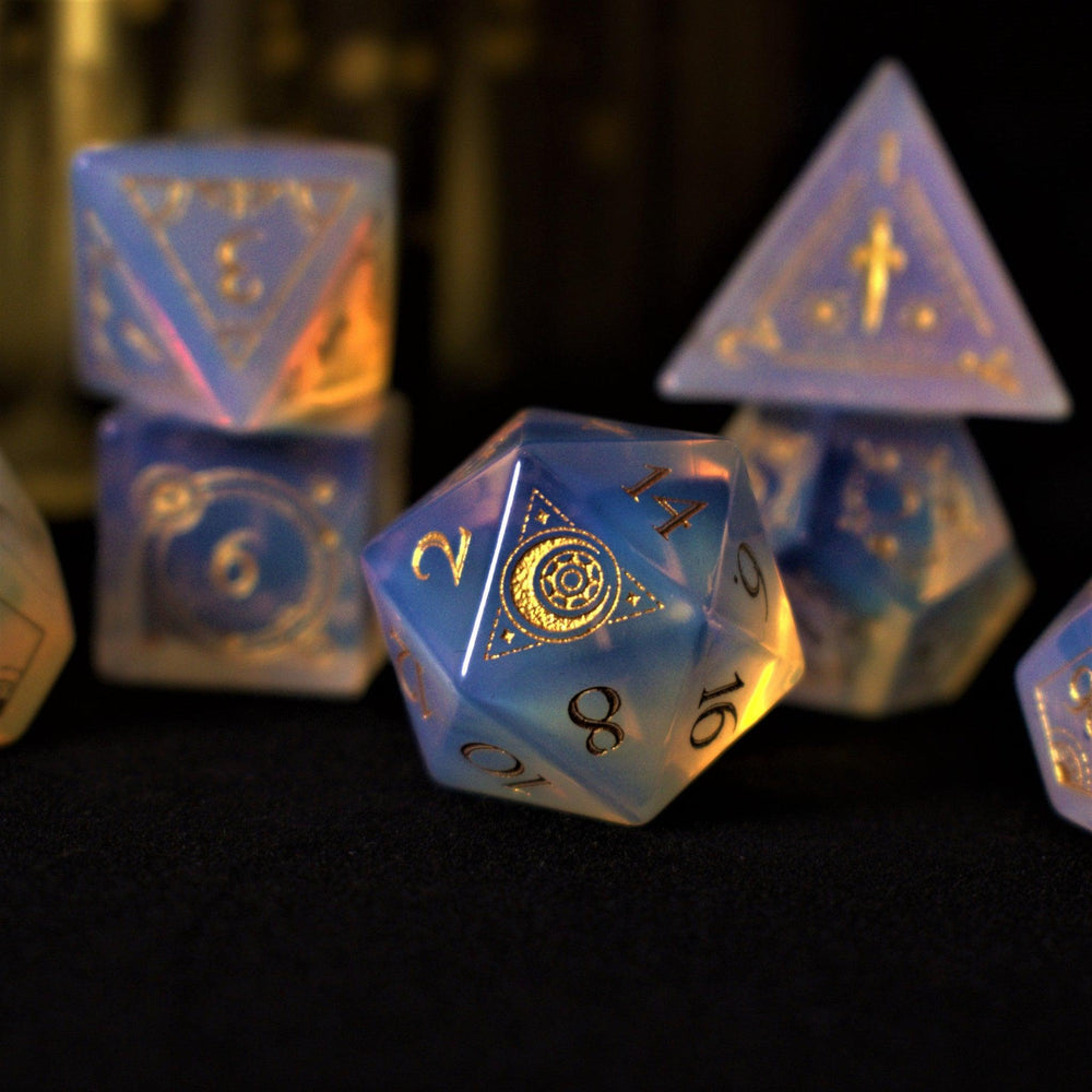 RPG Stone Dice Set - Fabled Mark Opalite