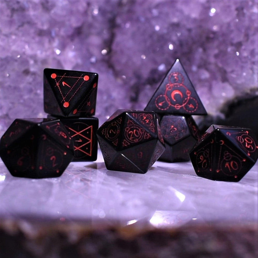 RPG Stone Dice Set - Spellcaster Obsidian