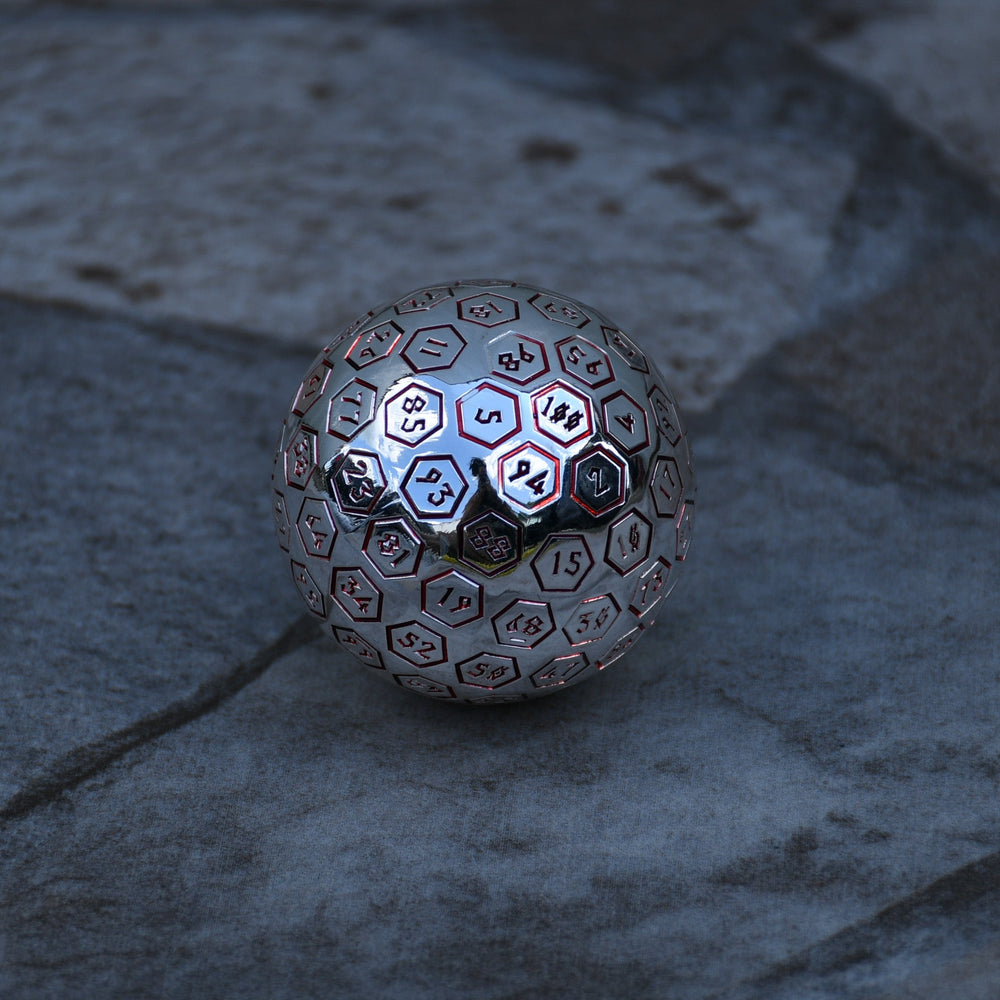 Metal D100 Orb - Crimson and Silver