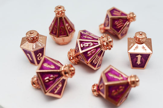 Metal RPG Dice Set - Moonlit Lantern (Coppered Voidfire)