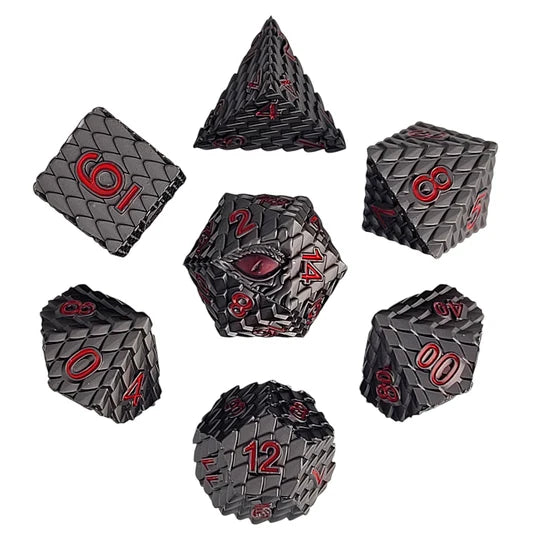 Metal RPG Dice Set - Dragon's Gaze Gunmetal