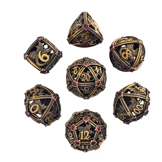 Metal RPG Dice Set - Dragon's Jewel (Bronze)