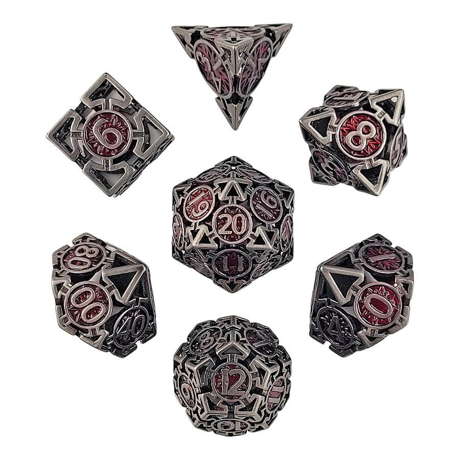 Metal RPG Dice Set - Wind's Rose Red