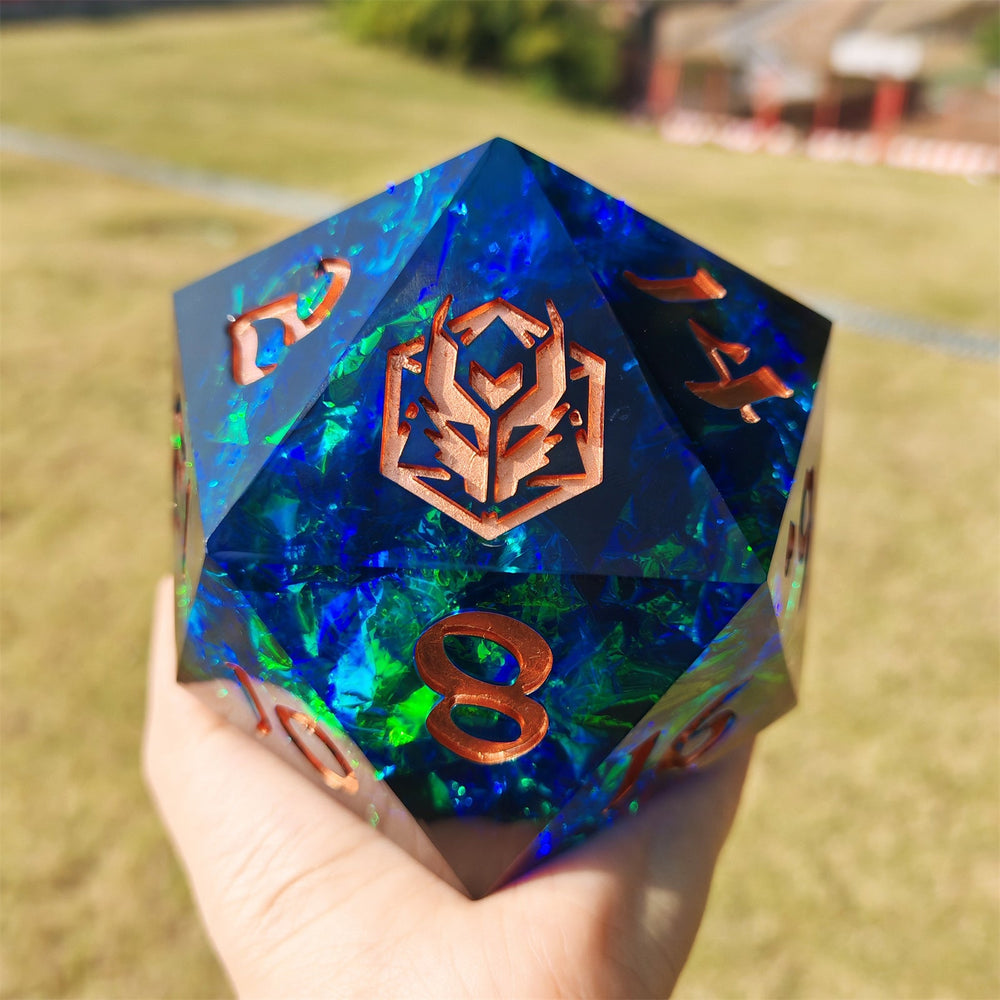 Chonk 100mm D20 - Captured Magic Green & Blue