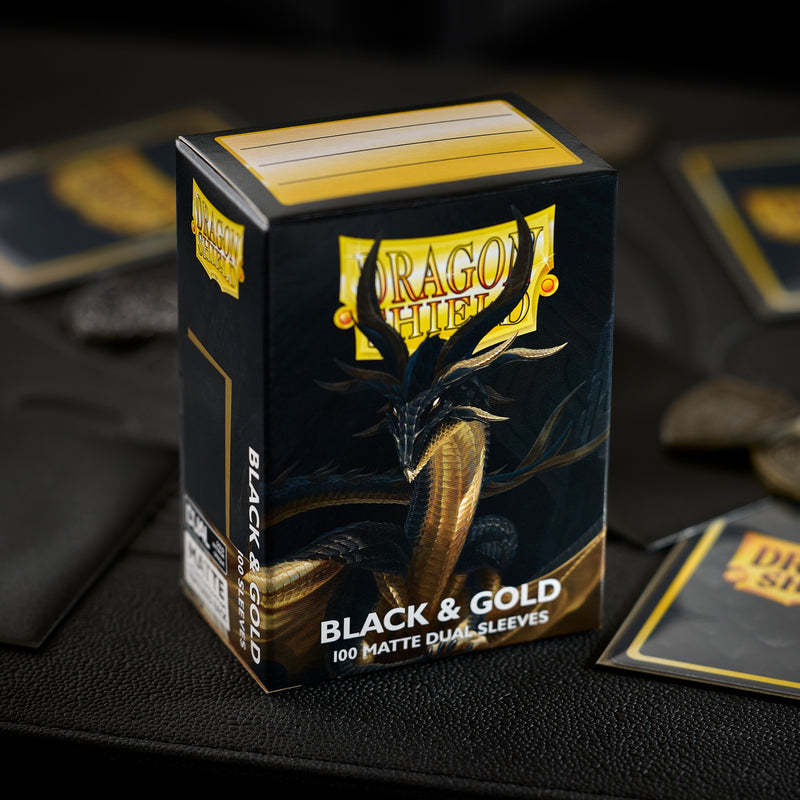 Dragon Shield Sleeves - Matte Dual Black & Gold