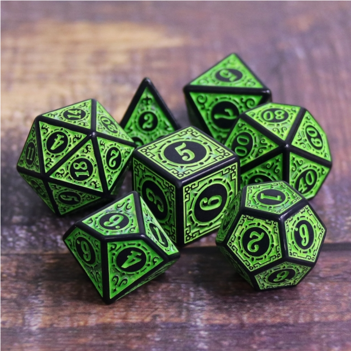 RPG Dice Set - Magic Flame (Green)