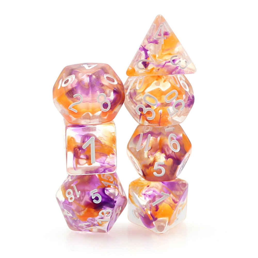 RPG Dice Set - Purple & Orange Swirl