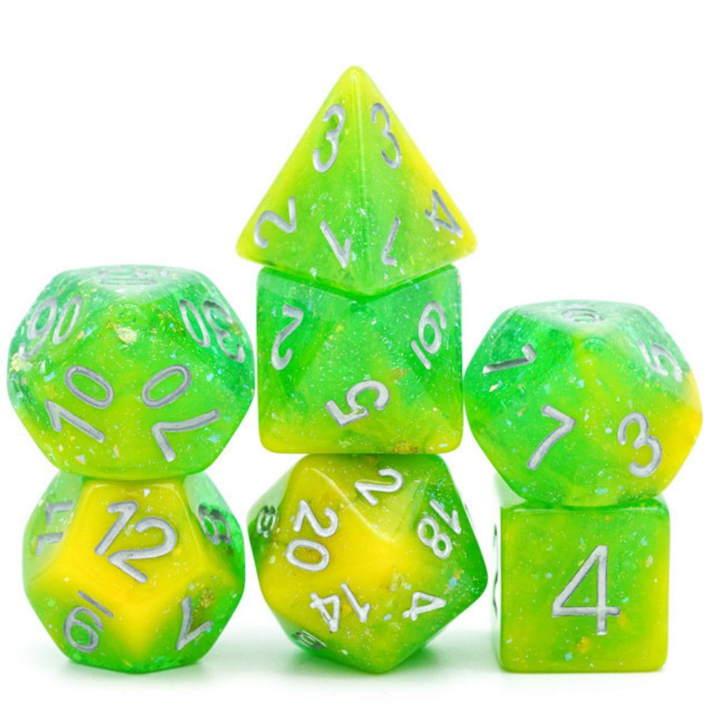 RPG Dice Set - Yellow & Green Seabed Treasure