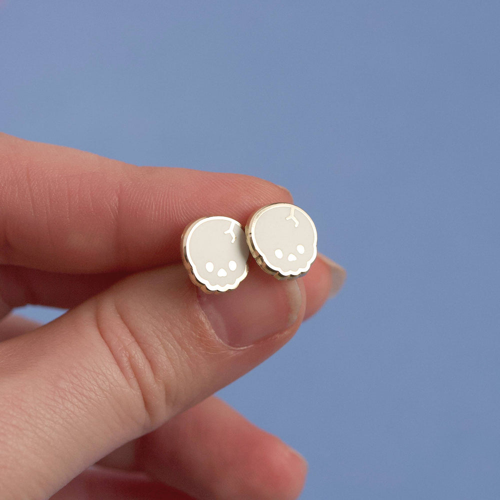 Enamel Earrings - Skull