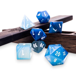 Gemstone RPG Dice Set - Blue Striped Agate (7-Piece)