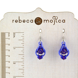 Chainmaille D20 Earrings - Purple Magic