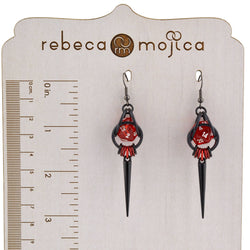 Chainmaille D20 Earrings - Red & Black Spike