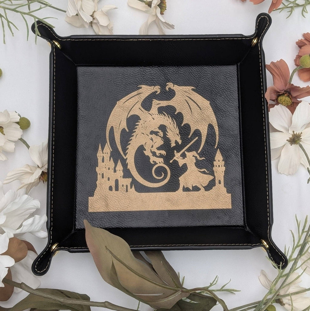 Vegan Leather Dice Tray - Dragon's Last Stand