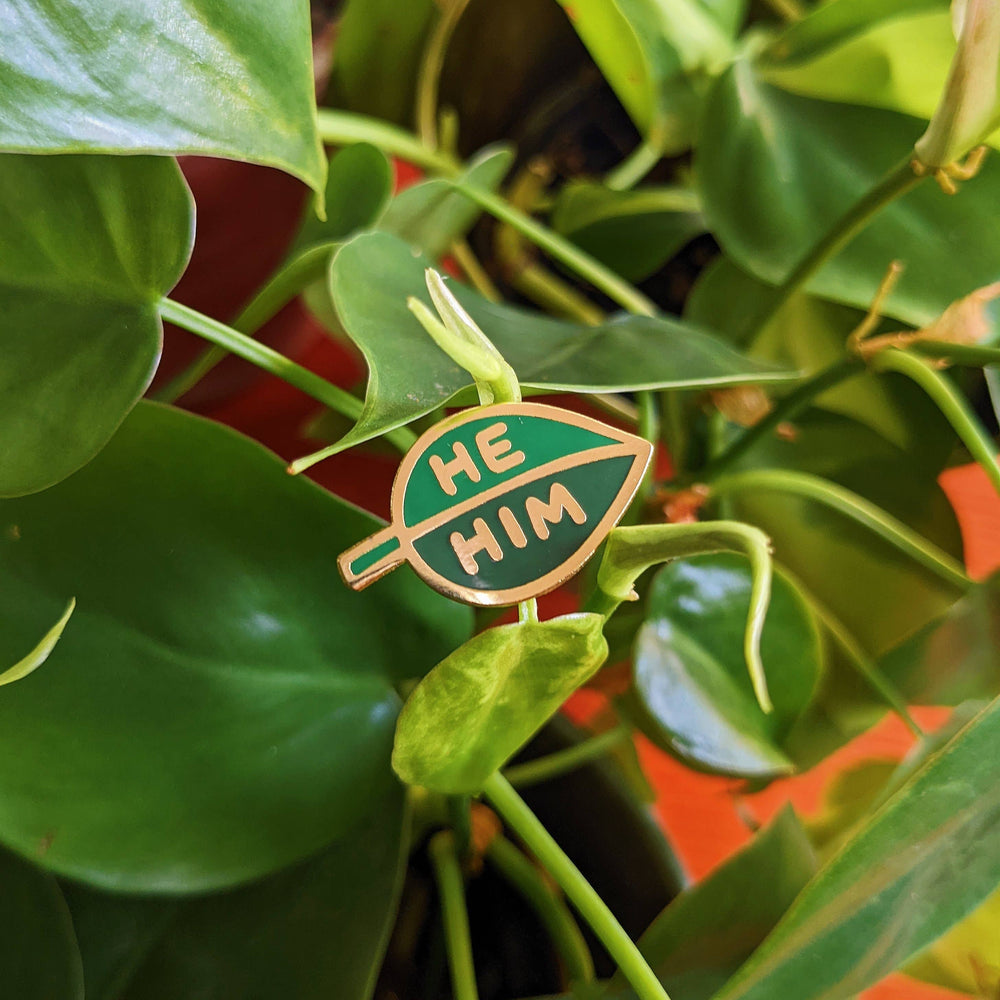 Enamel Pin - Pronoun Leaf (He/Him)