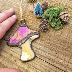 Stained Glass Ornament - Mushroom: Irridescent
