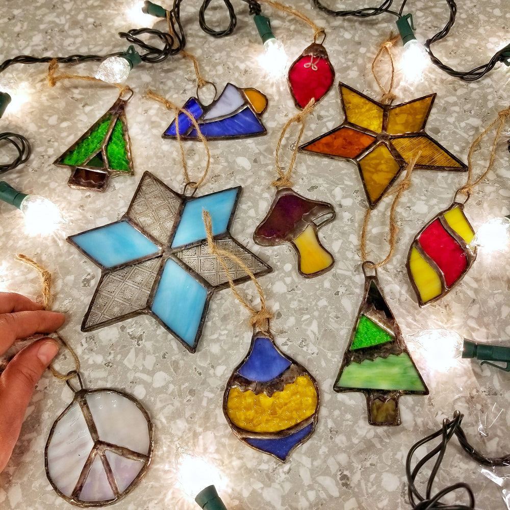 Stained Glass Ornament - Mushroom: Irridescent