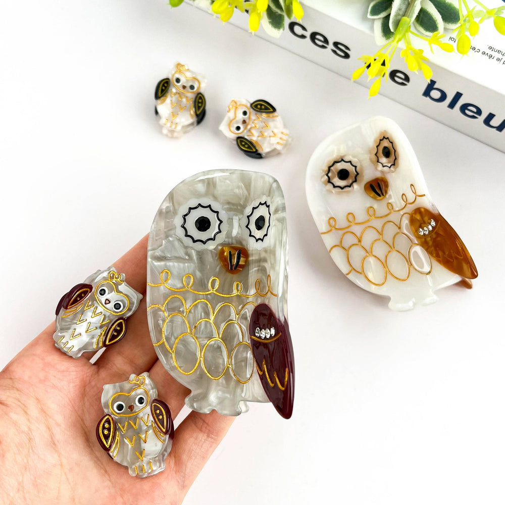 Hair Clip - Gray Owl