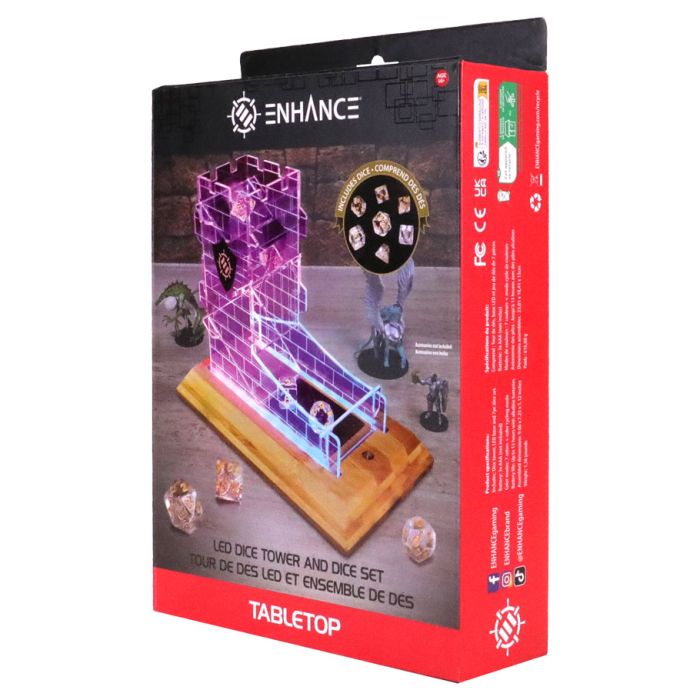 Enhance LED Dice Tower & Clear Dice Set