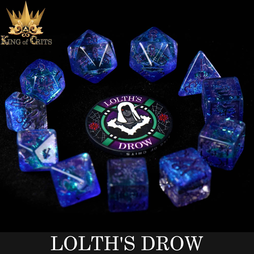 King of Crits Dice Set - Lolth's Drow (11-Piece)