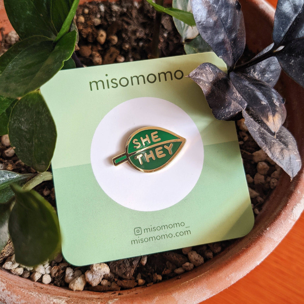 Enamel Pin - Pronoun Leaf (She/They)