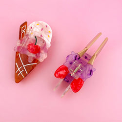 Hair Clip - Cherry Ice Cream