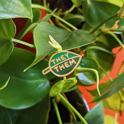 Enamel Pin - Pronoun Leaf (They/Them)
