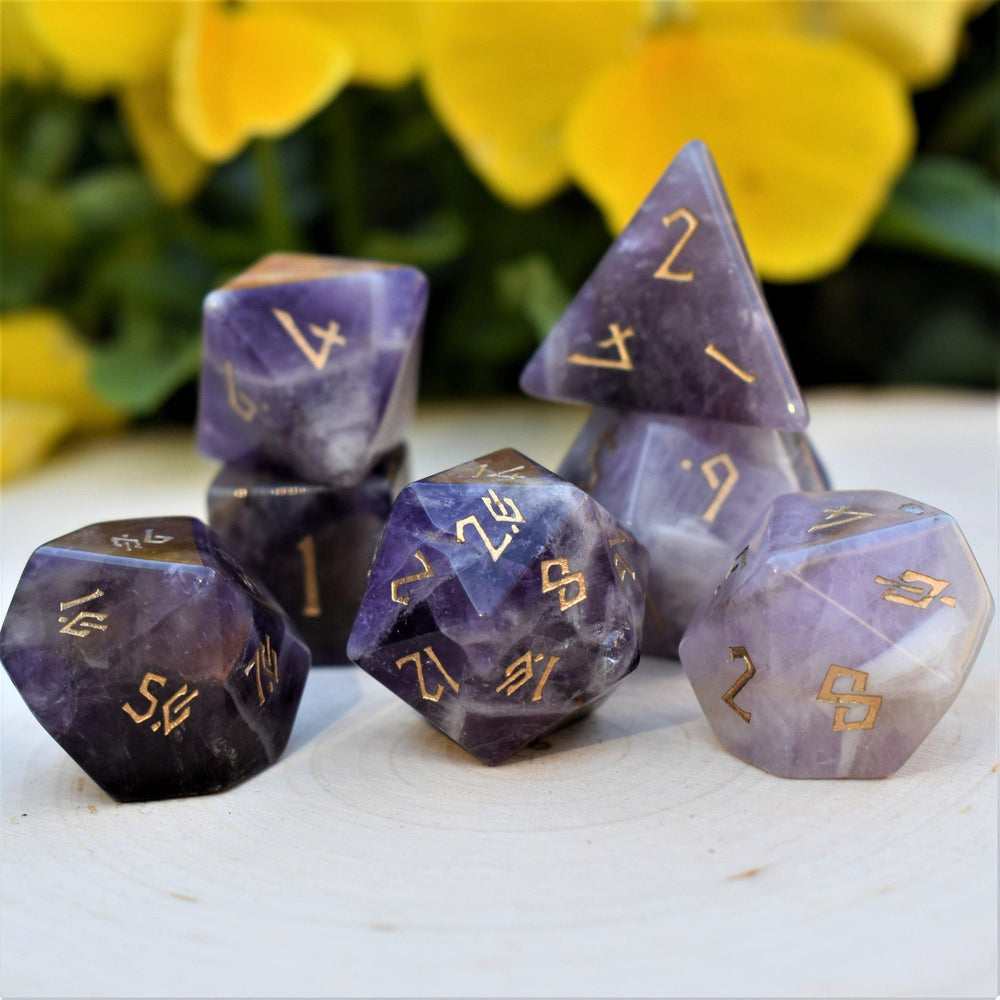 RPG Stone Dice Set - Amethyst