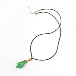 Mysticage Dice Necklace with D4 - Brown Leather Chain
