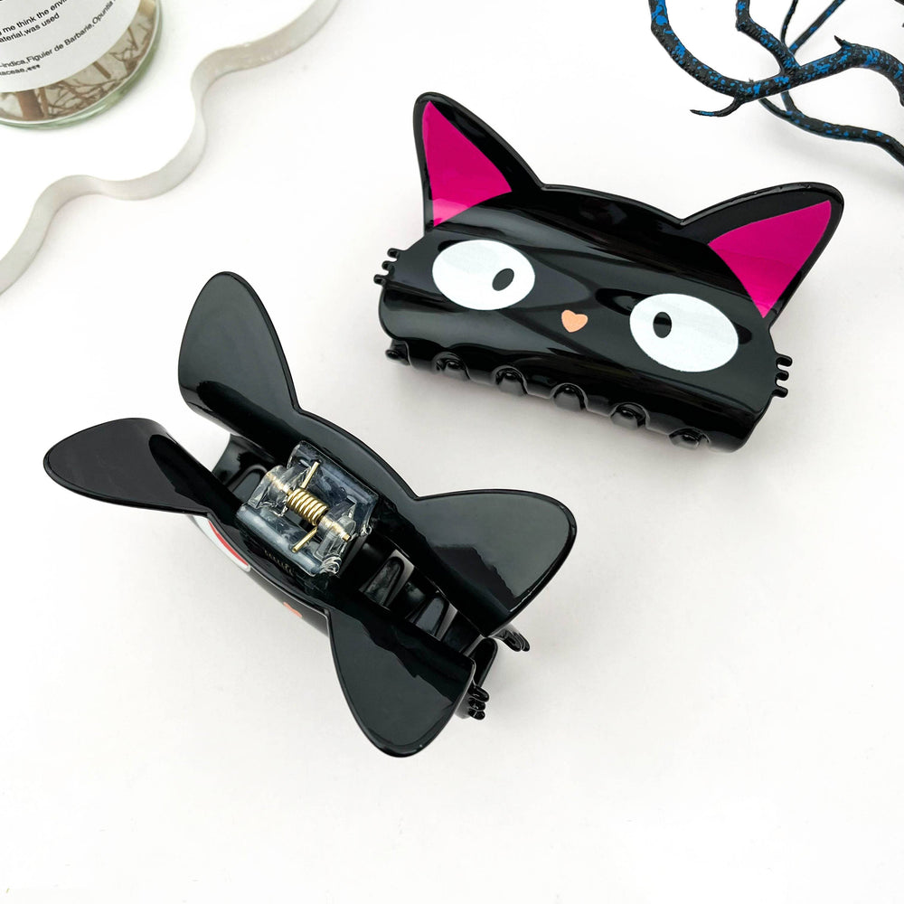 Hair Clip - Moon Cat: Black