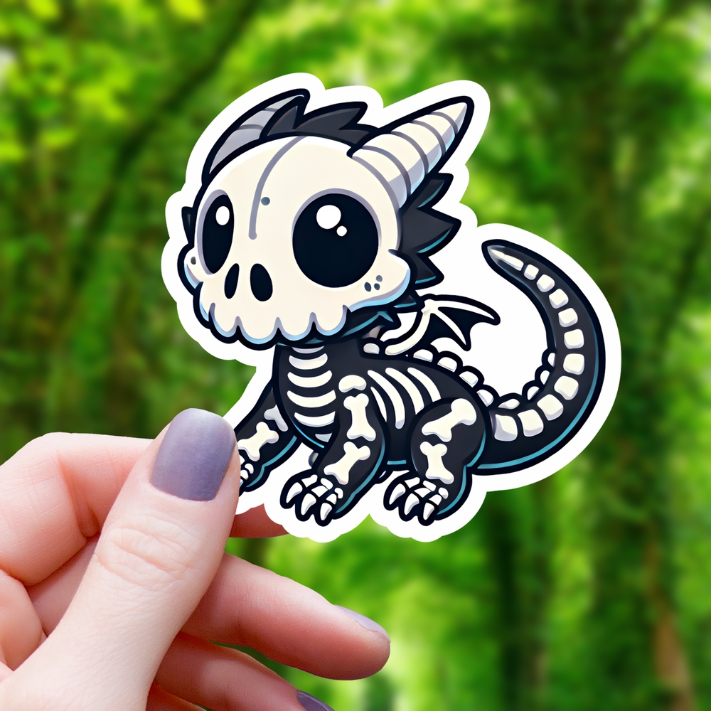 Vinyl Sticker - Skeletal Chibi Dragon Monster