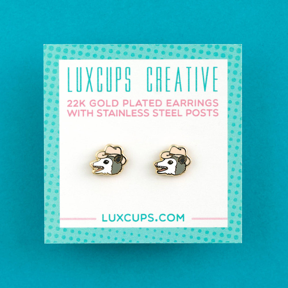 Enamel Earrings - Possum