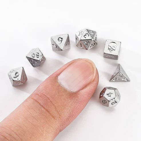 Mini Metal RPG Dice Set - Unseelie Bottle (Silver)