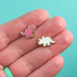 Enamel Earrings - Dino Cookie II