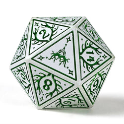 Metal RPG Dice set - Druid Class (White w/Green)
