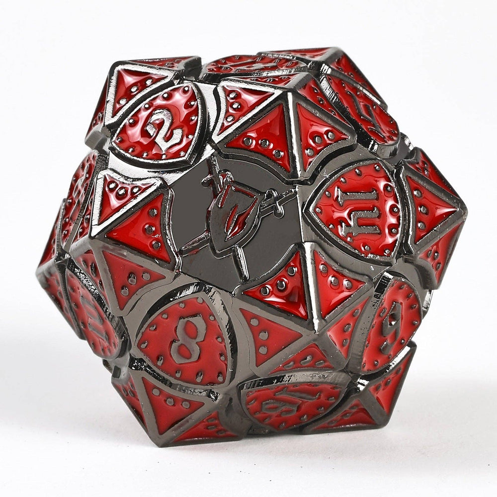 Metal RPG Dice Set - Fighter Gunmetal & Red