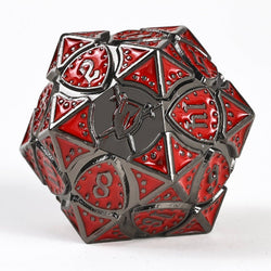 Metal RPG Dice Set - Fighter Gunmetal & Red