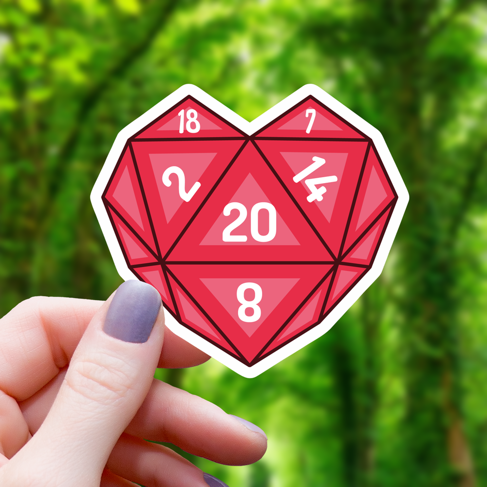 Vinyl Sticker - Polyhedral Dice Heart