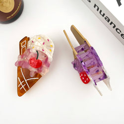 Hair Clip - Cherry Ice Cream