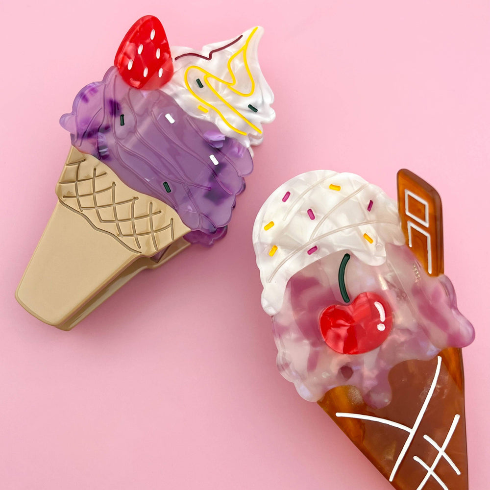 Hair Clip - Cherry Ice Cream